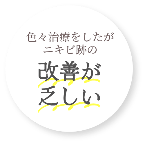 色々治療をしたがニキビ跡の改善が乏しい